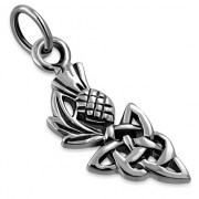 Tiny Thistle Celtic Knot Silver Pendant, pn605